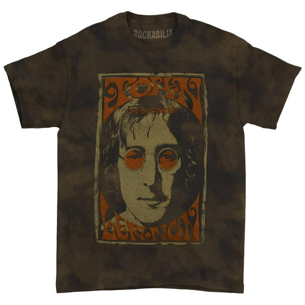 Beatles Men's  John Lennon Live In NYC Tie Dye T-shirt Brown